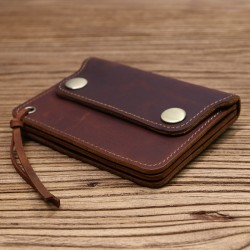 100% Genuine Leather Wallet For Men Male Brand Vintage Handmade Short Small Men's Purse Card Holder With Zipper Coin Pocket Bag