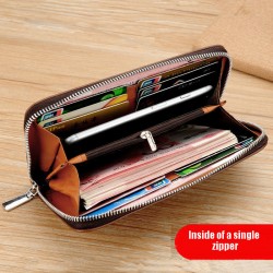 Men's leather wallet Large Capacity billeteras para hombre Double Zipper Men Clutch Bag  portafoglio uomo Male Business Wallet
