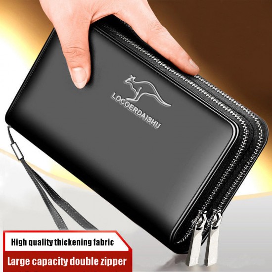 Men's leather wallet Large Capacity billeteras para hombre Double Zipper Men Clutch Bag portafoglio uomo Male Business Wallet Men's leather wallet Large Capacity billeteras para hombre Double Zipper Men Clutch Bag portafoglio uomo Male Business Wallet