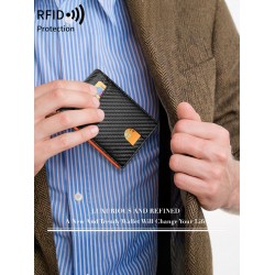 Carbon Fiber Minimalist Ultra-thin Trifold Wallet RFID Men's Wallet with ID Window and 13 Card Slots Coin Purse Card Holder