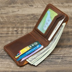 Handmade Genuine Leather Wallet Men Retro Short Man's wallet Durable Real Leather Wallet Handmade Breif Cartera Hombre
