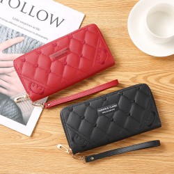Fashion Women's Long Wallets Wristlet Clutch Purse Soft Leather Mobile Phone Bag Casual Large Capacity Credit Card Holder Purse