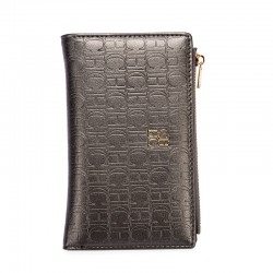 Retro Classic Style Solid Color Women's Long Wallet with Letter Print Portable Women's Clutch Bag Fashionable and Simple