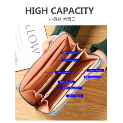 Fashion Women's Long Wallets Wristlet Clutch Purse Soft Leather Mobile Phone Bag Casual Large Capacity Credit Card Holder Purse