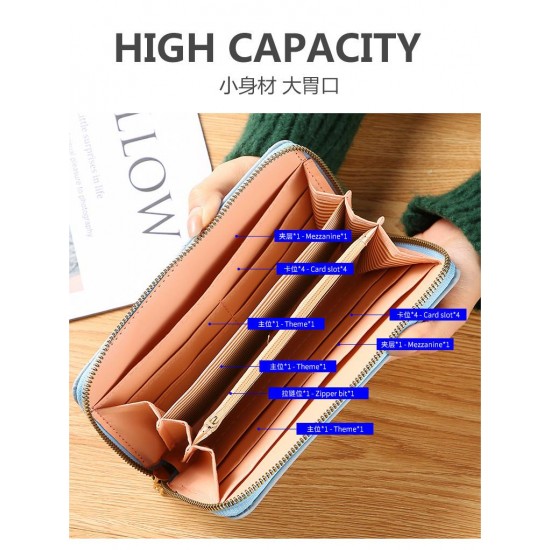 Fashion Women's Long Wallets Wristlet Clutch Purse Soft Leather Mobile Phone Bag Casual Large Capacity Credit Card Holder Purse Fashion Women's Long Wallets Wristlet Clutch Purse Soft Leather Mobile Phone Bag Casual Large Capacity Credit Card Holder Purse