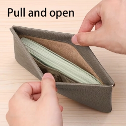Self-closing first-layer genuine cowhide long wallet passport driver's license document holder data cable cosmetic bag storage