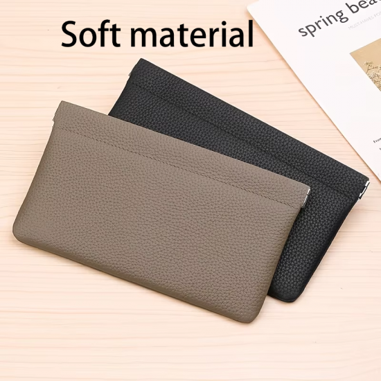 Self-closing first-layer genuine cowhide long wallet passport driver's license document holder data cable cosmetic bag storage Self-closing first-layer genuine cowhide long wallet passport driver's license document holder data cable cosmetic bag storage
