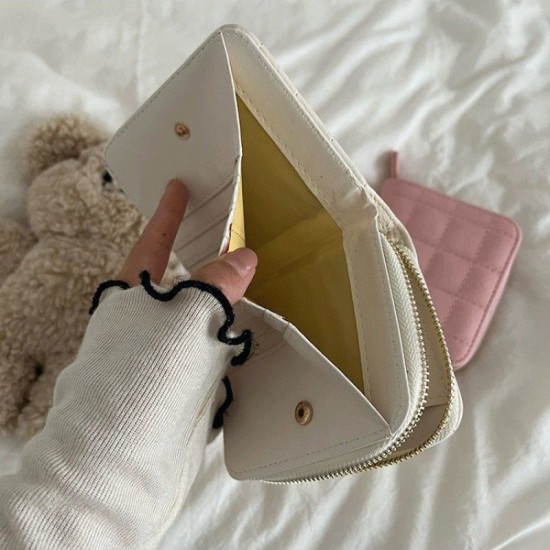 Women Fashion Small Zipper Wallet with Coin Purse PU Leather Plaid Purses Ladies Cute Mini Korean Version Small Card Pack New In Women Fashion Small Zipper Wallet with Coin Purse PU Leather Plaid Purses Ladies Cute Mini Korean Version Small Card Pack New In