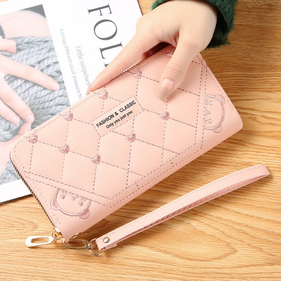 Fashion Women's Long Wallets Wristlet Clutch Purse Soft Leather Mobile Phone Bag Casual Large Capacity Credit Card Holder Purse Fashion Women's Long Wallets Wristlet Clutch Purse Soft Leather Mobile Phone Bag Casual Large Capacity Credit Card Holder Purse