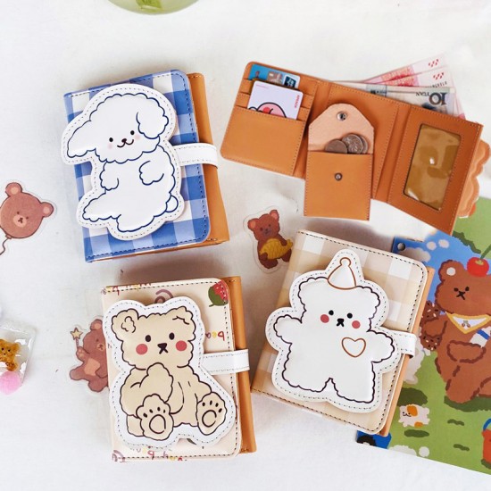 Cute Bear Women Wallet Money Bag Short Coin Purse Female Student Cartoon Card Holder Leather Card Bag Three Fold Wallet Clutch Cute Bear Women Wallet Money Bag Short Coin Purse Female Student Cartoon Card Holder Leather Card Bag Three Fold Wallet Clutch