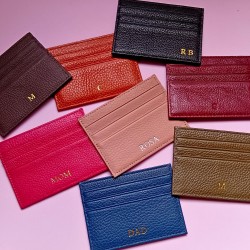 Genuine leather colored card holder, monogram leather credit card wallet, personalized wedding gift ideas, custom initials