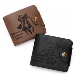 2024 European and American popular folding creative men's wallet short wallet buckle wallet
