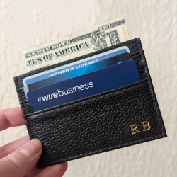 Genuine leather colored card holder, monogram leather credit card wallet, personalized wedding gift ideas, custom initials