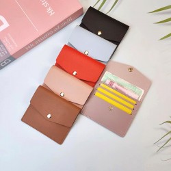 Men Women Bank Credit Card ID Bus Card Holder Travel Card Organizer Solid Color Leather Multi-card Slot Portable Case