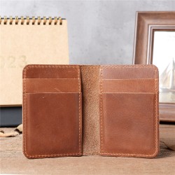 Men Genuine Leather Card Holder Wallet for Women Bifold Cowhide Minimalist Large Capacity Ultra-Thin Multi Card Slots Wallet