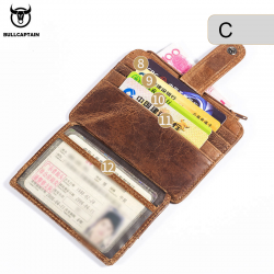 BULLCAPTAIN RFID Blocking Leather Wallet Credit Card ID Card Holder Wallet Money Case For Men And Women 2020 Fashion Retro Bag