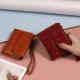 Portable short wallet 2024 spring/summer new Japanese and South Korea PU leather solid color zipper wrist strap folding can expa Portable short wallet 2024 spring/summer new Japanese and South Korea PU leather solid color zipper wrist strap folding can expa