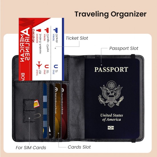 Universal PU Leather RFID Passport Wallet/Cover - Men & Women's Travel Essential, Safely Stores Passports & Cards, Great for Fam Universal PU Leather RFID Passport Wallet/Cover - Men & Women's Travel Essential, Safely Stores Passports & Cards, Great for Fam