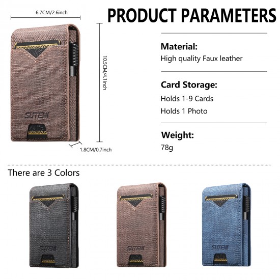 SUTENI Faux Leather For Men Wallet Card Slot Wallet Flip Cover Card Box Pressing The Button Automatically Ejects The Card SUTENI Faux Leather For Men Wallet Card Slot Wallet Flip Cover Card Box Pressing The Button Automatically Ejects The Card