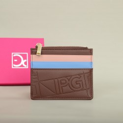 PG Women's Wallet Fashion Retro Temperament Women's Bag Button Folding Monogram Printed Metal Zipper Leather Bag Card Women's
