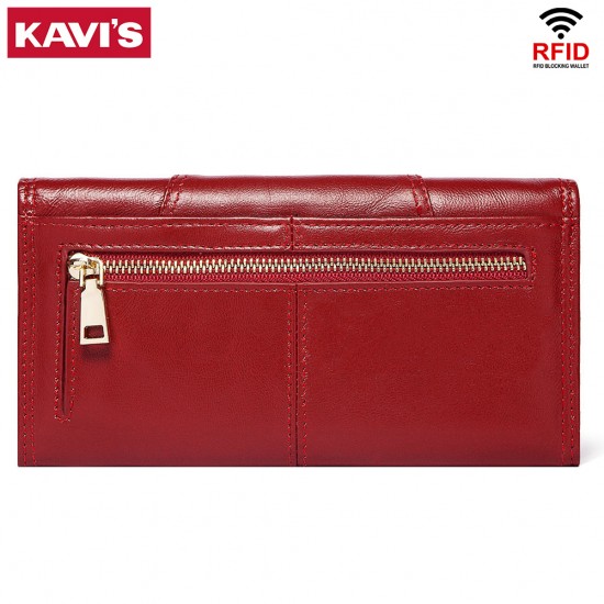 Fashionable Women's Long Wallet Genuine Leather Clutch Purses with Phone Pocket Mutifuctiona Ladies RFID Card Holder Handbags Fashionable Women's Long Wallet Genuine Leather Clutch Purses with Phone Pocket Mutifuctiona Ladies RFID Card Holder Handbags