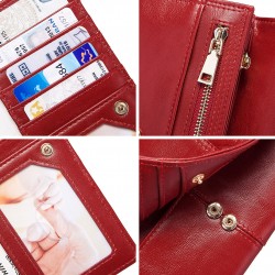 Fashionable Women's Long Wallet Genuine Leather Clutch Purses with Phone Pocket Mutifuctiona Ladies RFID Card Holder Handbags