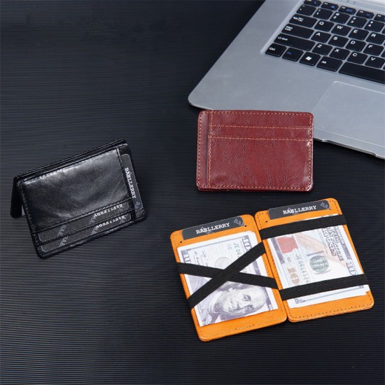 Fashion Slim Magic Wallets with Elastic Strap PU Leather Men Money Clips Bank Credit Card Holder Thin Cash Purse Small Billfold Fashion Slim Magic Wallets with Elastic Strap PU Leather Men Money Clips Bank Credit Card Holder Thin Cash Purse Small Billfold