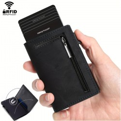 Anti-theft Credit Card Holder Men Wallets Rfid Blocking Aluminum Leather Pop Up Minimalist Wallet Cardholder Wallets for Men