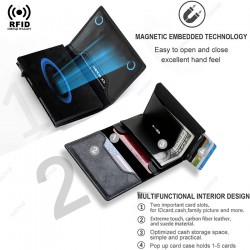 Anti-theft Credit Card Holder Men Wallets Rfid Blocking Aluminum Leather Pop Up Minimalist Wallet Cardholder Wallets for Men