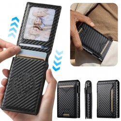 SUTENI Faux Leather For Men Wallet Card Slot Wallet Flip Cover Card Box Pressing The Button Automatically Ejects The Card