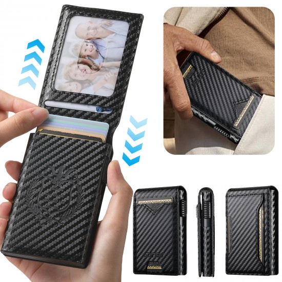 SUTENI Faux Leather For Men Wallet Card Slot Wallet Flip Cover Card Box Pressing The Button Automatically Ejects The Card SUTENI Faux Leather For Men Wallet Card Slot Wallet Flip Cover Card Box Pressing The Button Automatically Ejects The Card