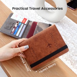 Universal PU Leather RFID Passport Wallet/Cover - Men & Women's Travel Essential, Safely Stores Passports & Cards, Great for Fam